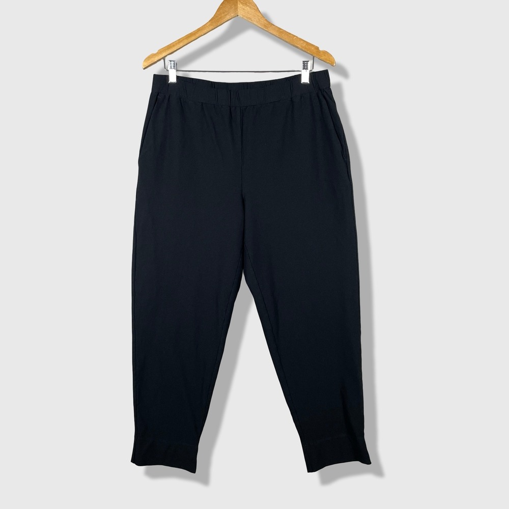 Eileen‎ Fisher Tapered Pants Womens Medium Black Minimalist Sustainable Viscose
